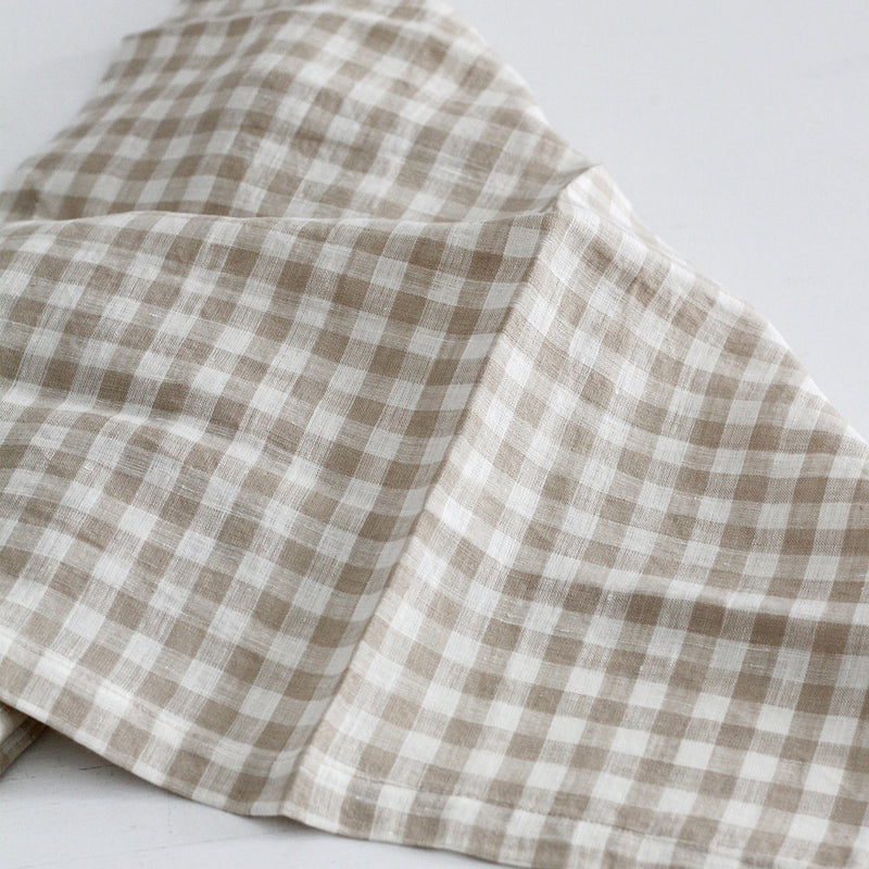 A&C Linen Napkin Set of 4 - Natural Small Gingham