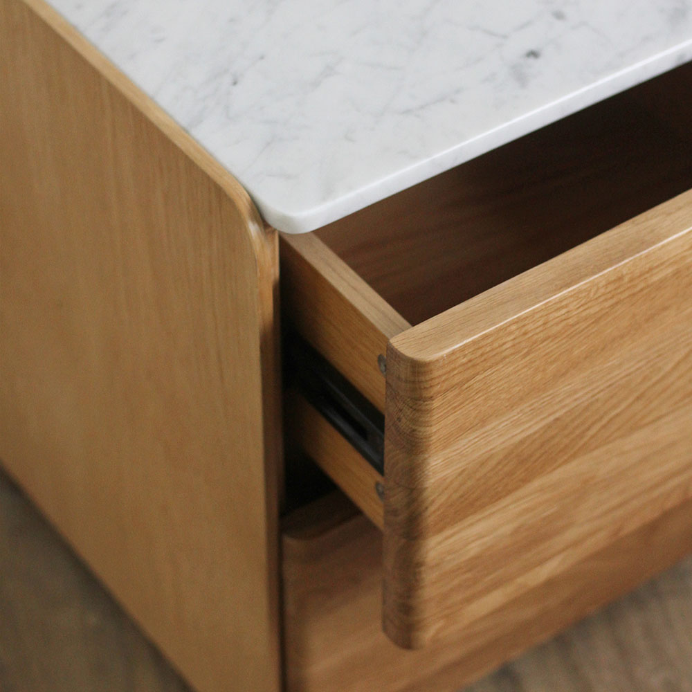 Carter Oak Bedside Table- Marble top