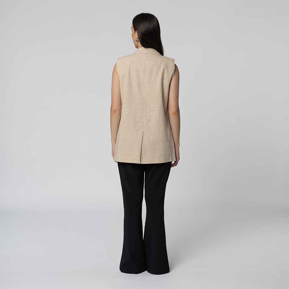 Isla Plaid Waistcoat - Tan