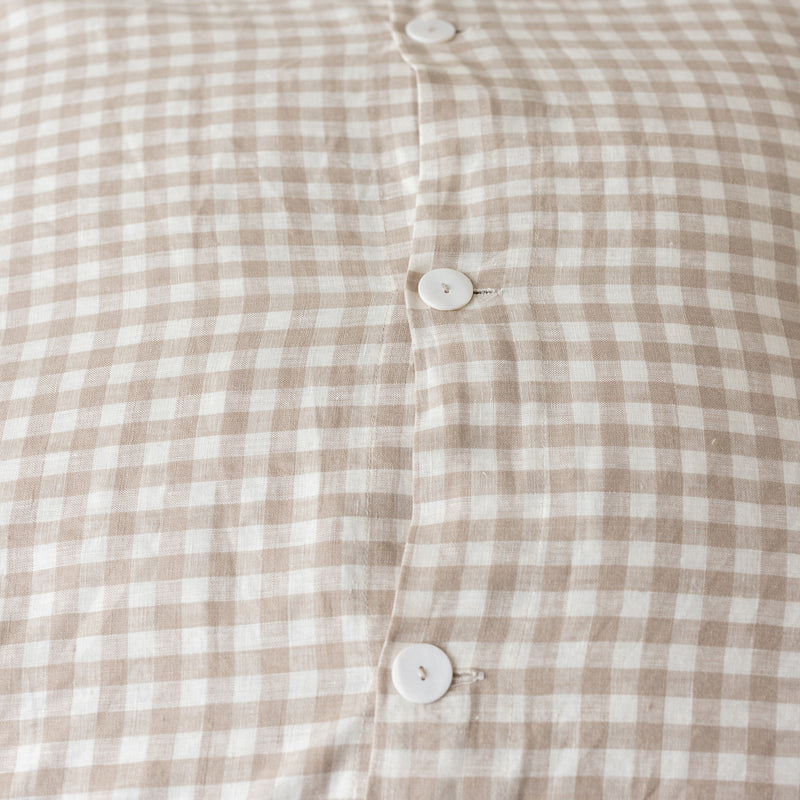 Linen Euro Pillowcase - Natural Gingham