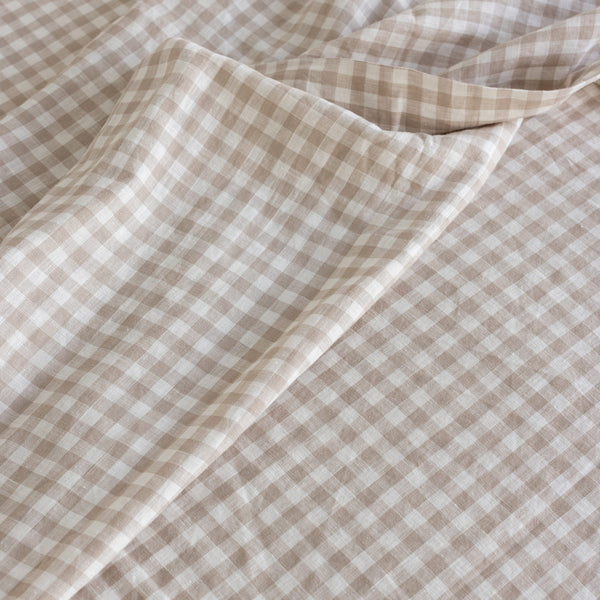 A&C Linen Flat Sheet - Natural Small Gingham