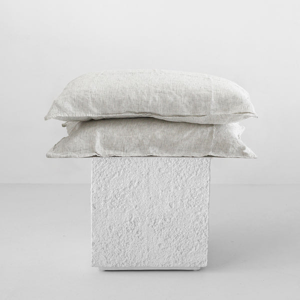 Linen Pillowcases - Pinstripe