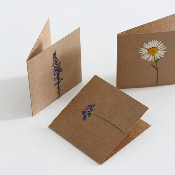 Pressed Flowers Blank Card - Kraft