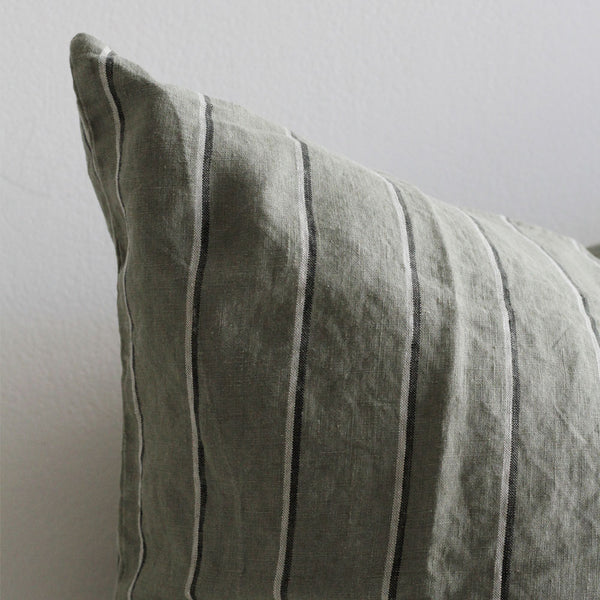 Linen Euro Pillowcase - Rosemary Dual Stripe