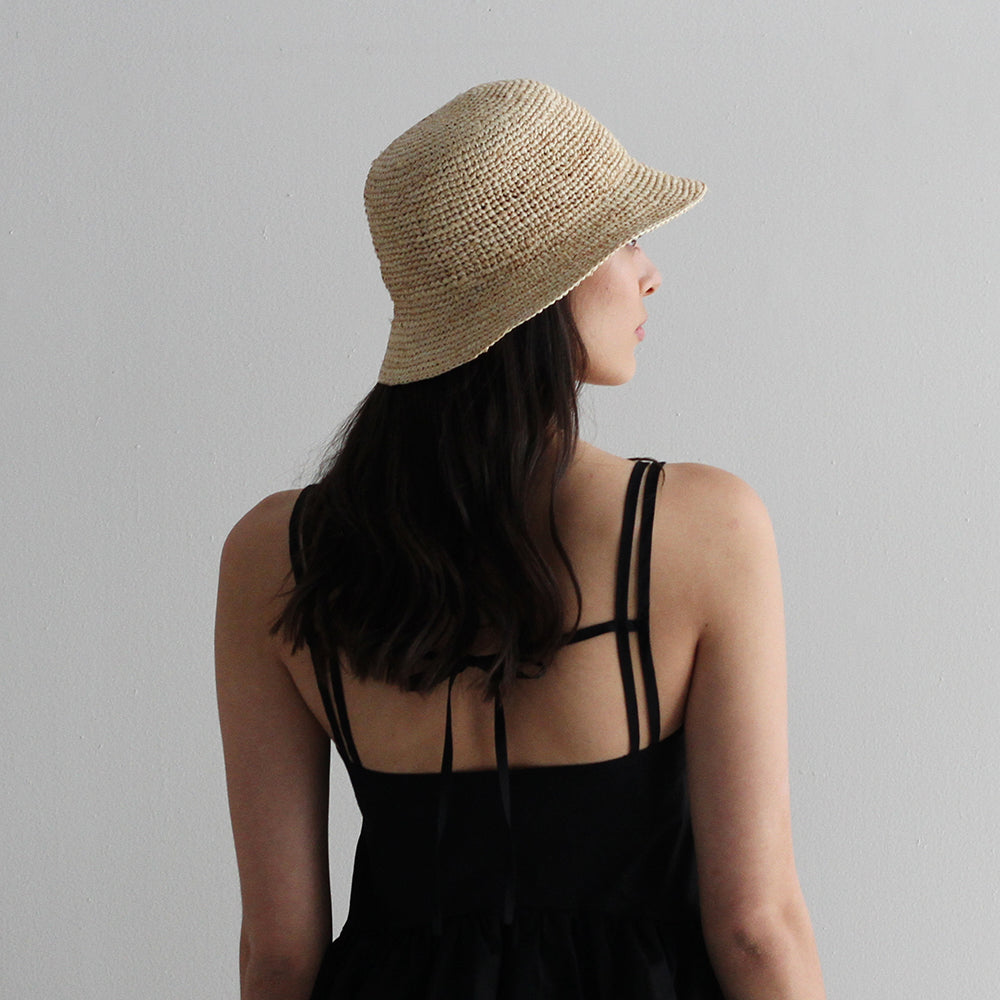 Short Brim Raffia Bucket Hat
