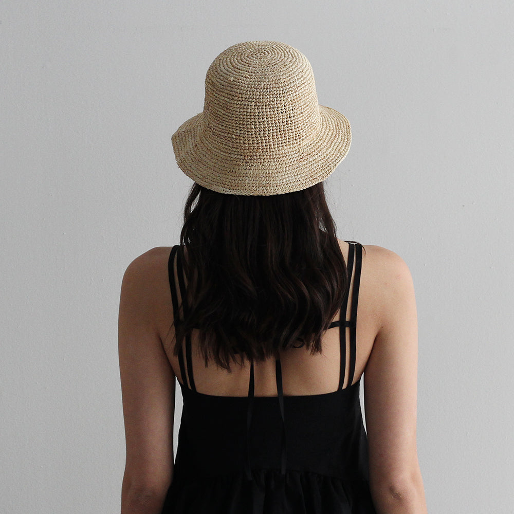 Short Brim Raffia Bucket Hat