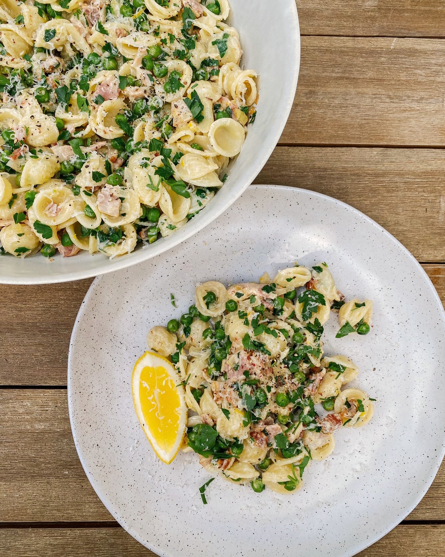 Miss Polly’s Kitchen - Creamy Pea and Bacon Pasta