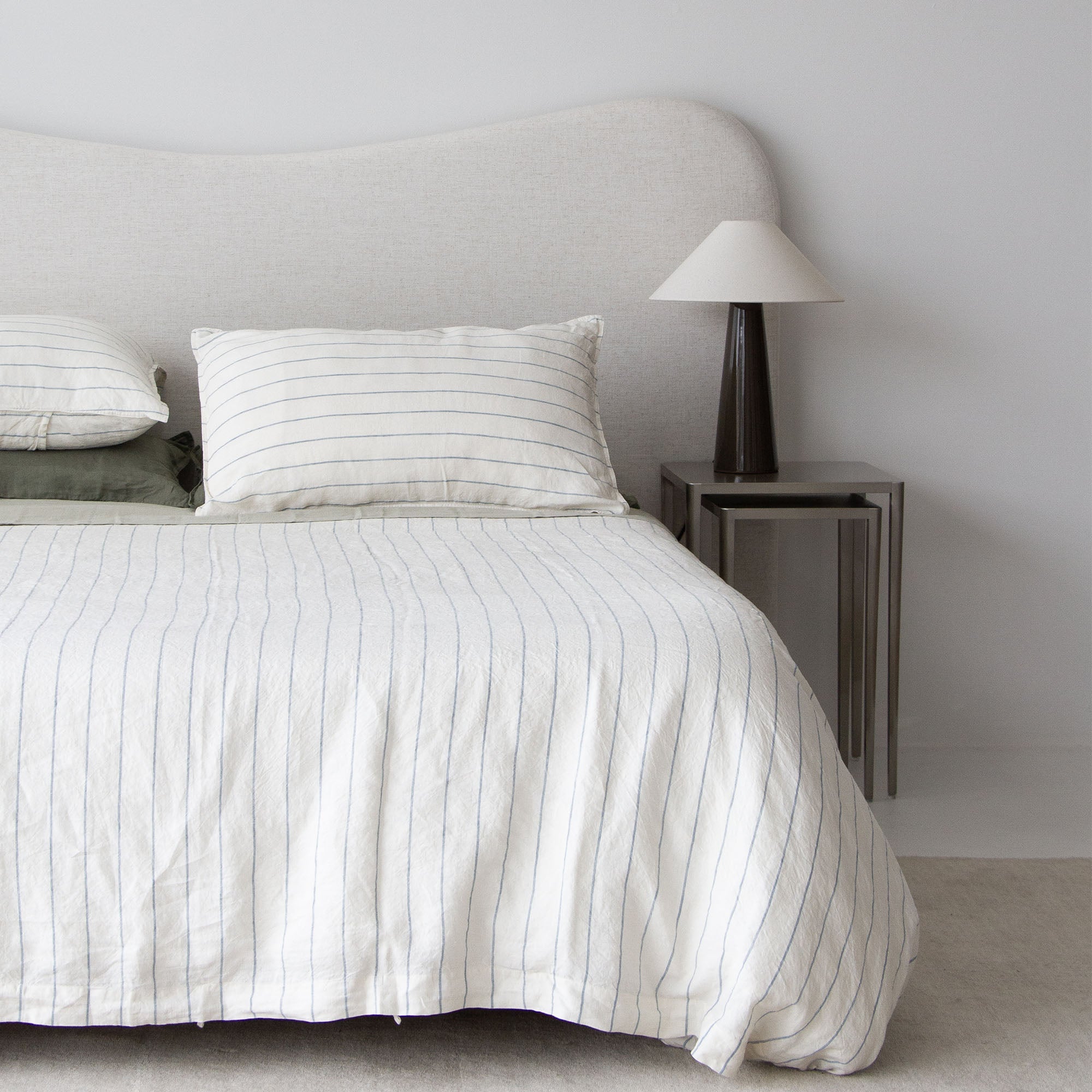 European Linen Duvet Cover - Lake Stripe