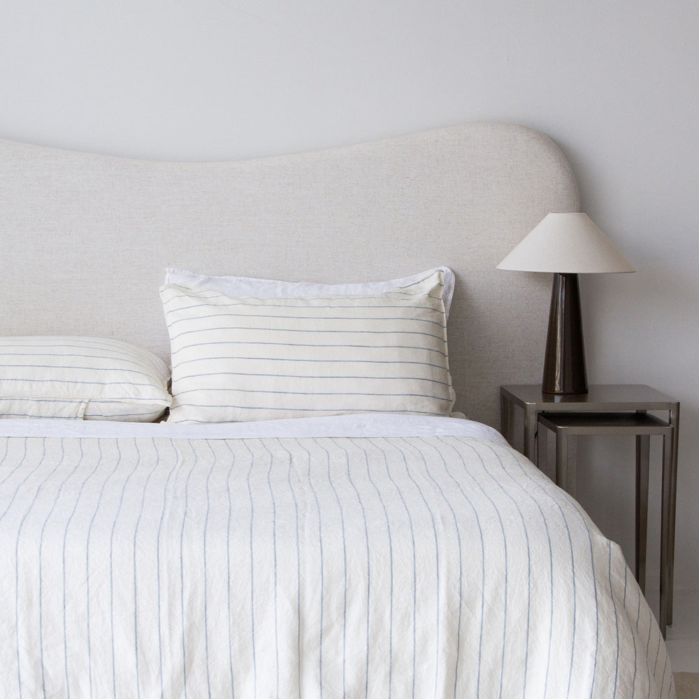 Linen Pillowcases - Lake Stripe