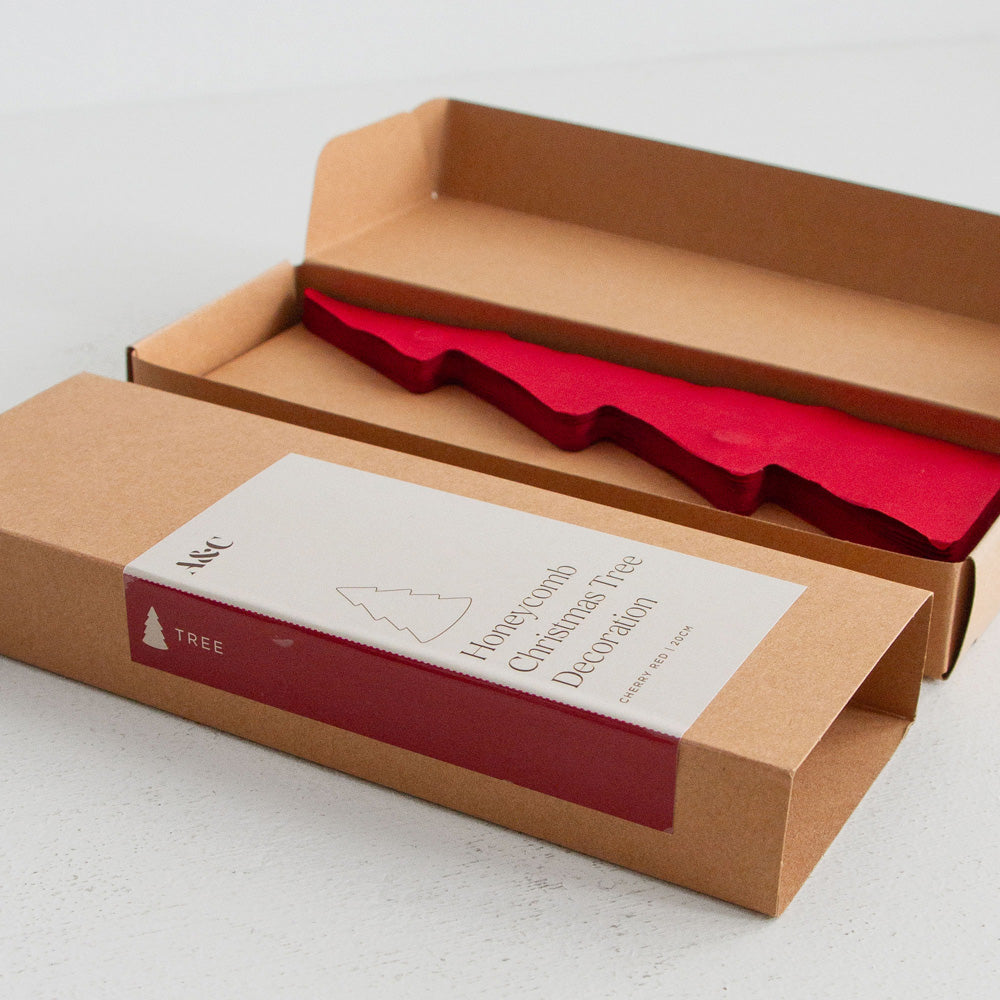 Standing Tree Decoration 20cm - Cherry Red