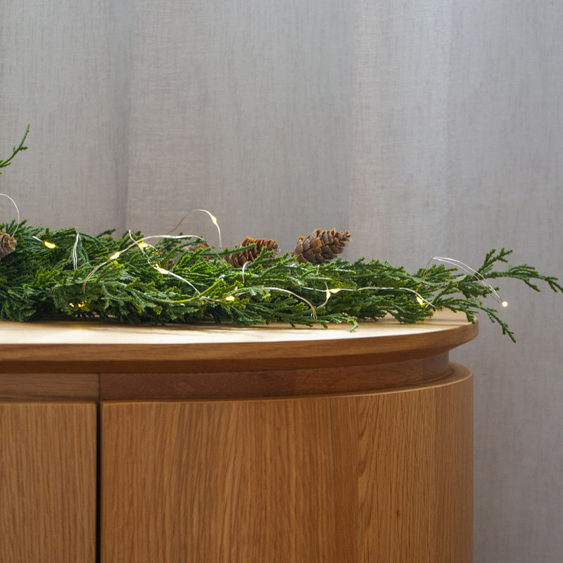 Cedar & Pinecone Garland with Lights