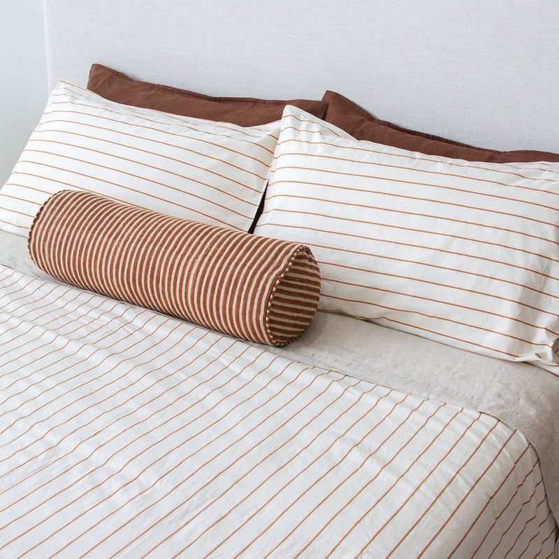 Stonewash Cotton Pillowcases - Cedar Stripe