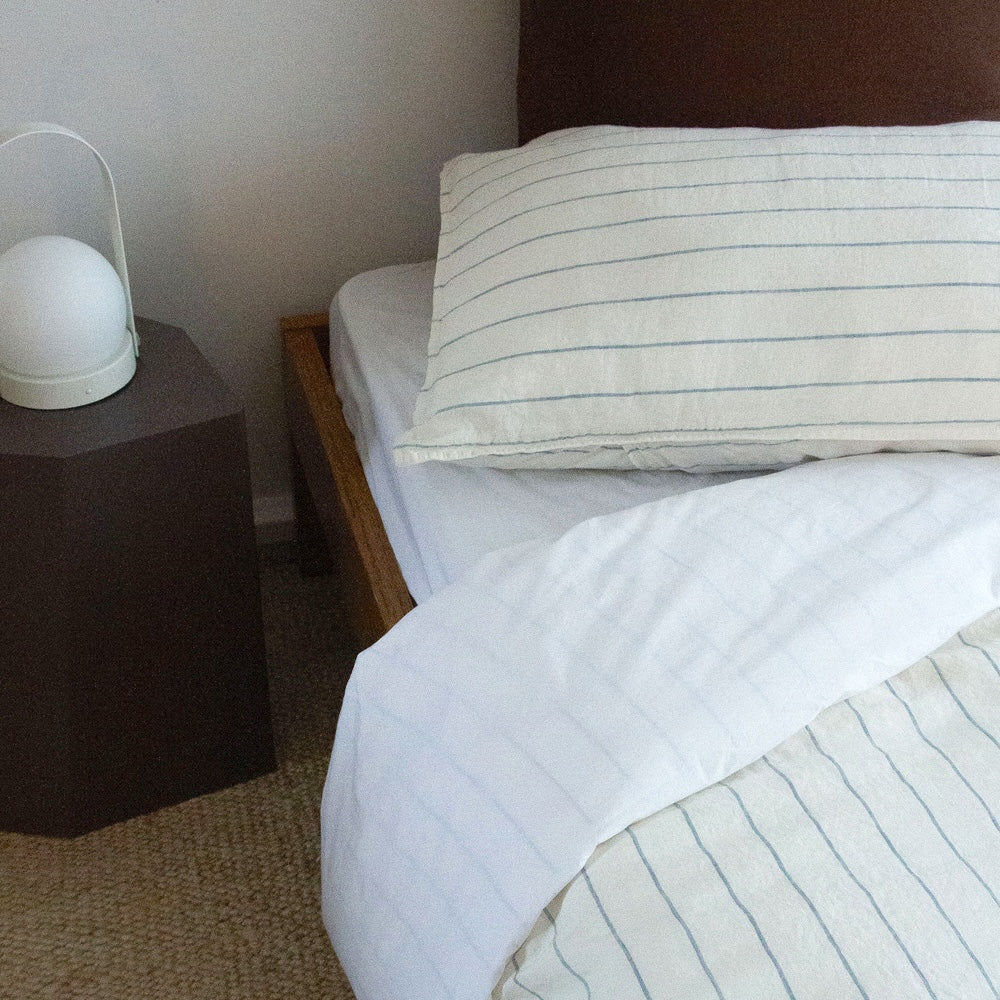 Linen Duvet Set - Lake Stripe, King Single