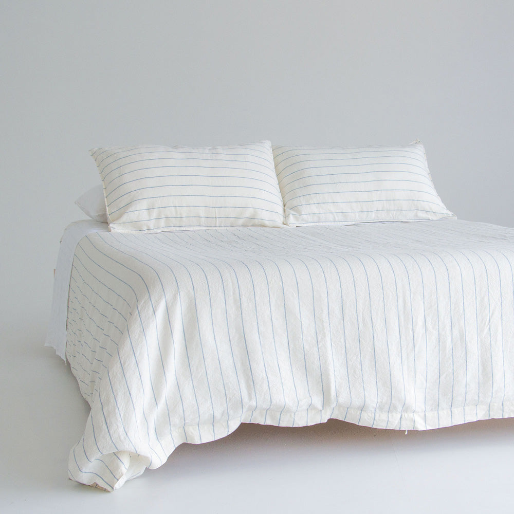 European Linen Duvet Cover - Lake Stripe