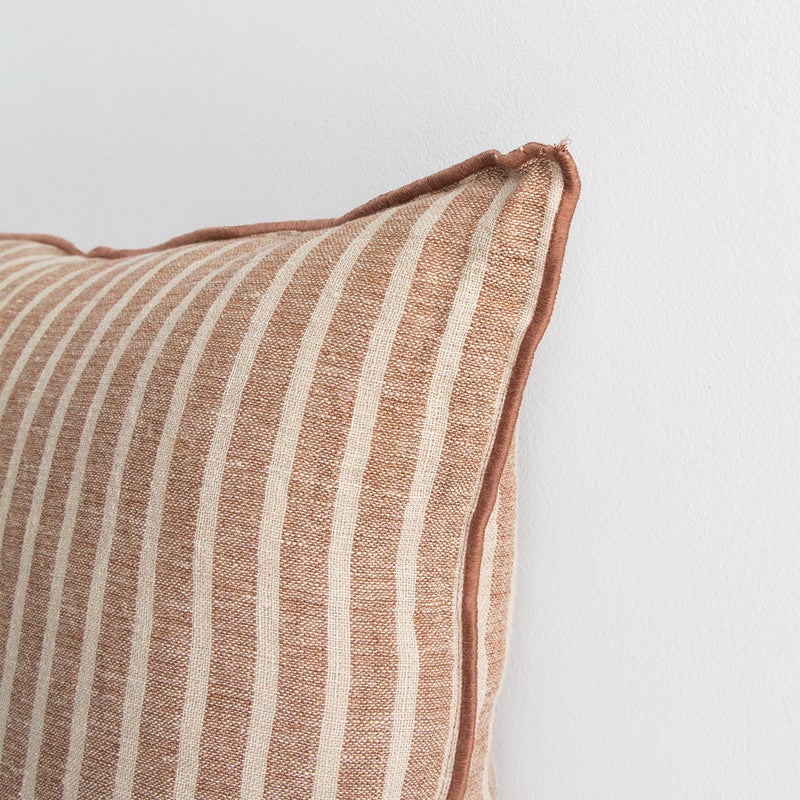 Ava Toffee Stripe Linen Cushion