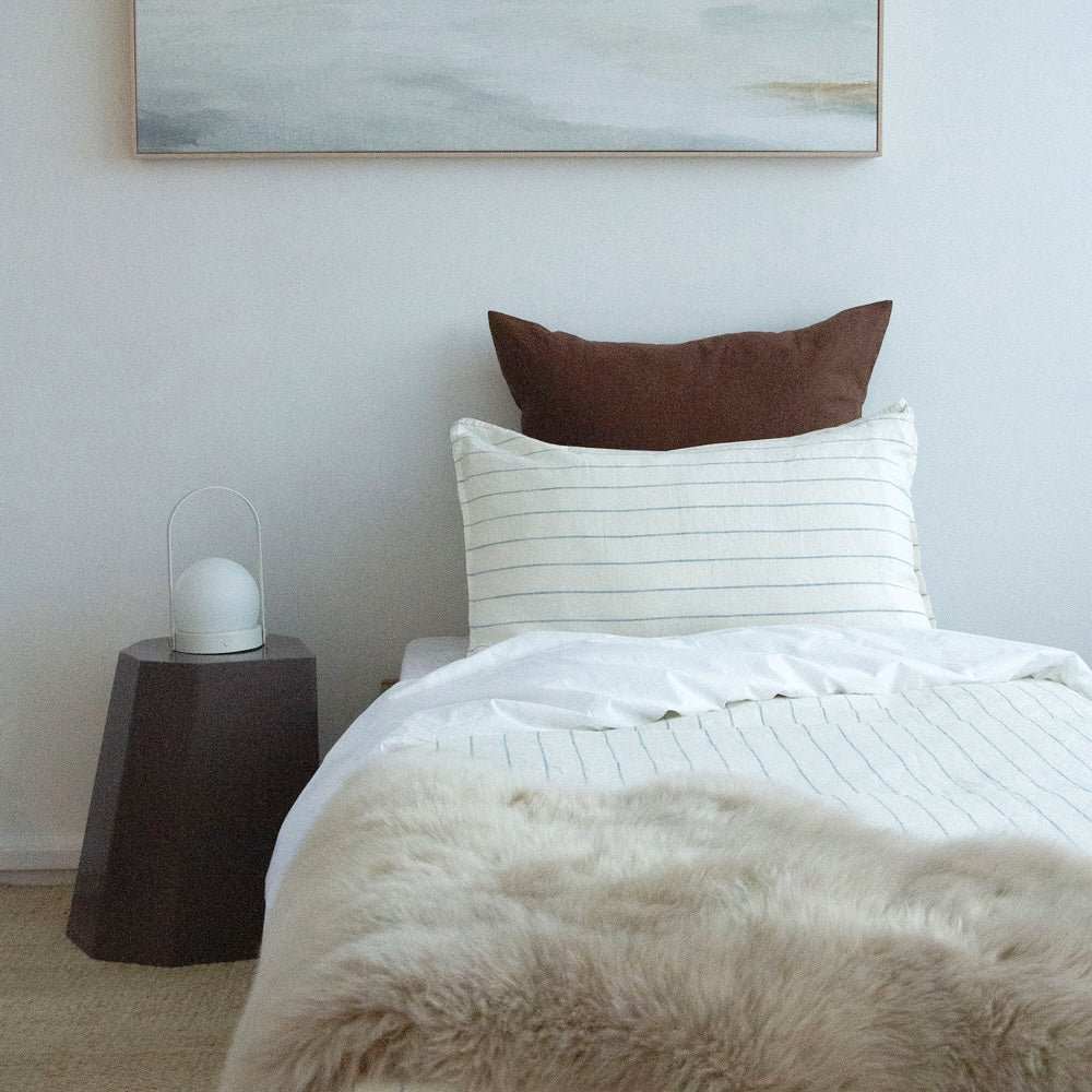 Linen Duvet Set - Lake Stripe, King Single
