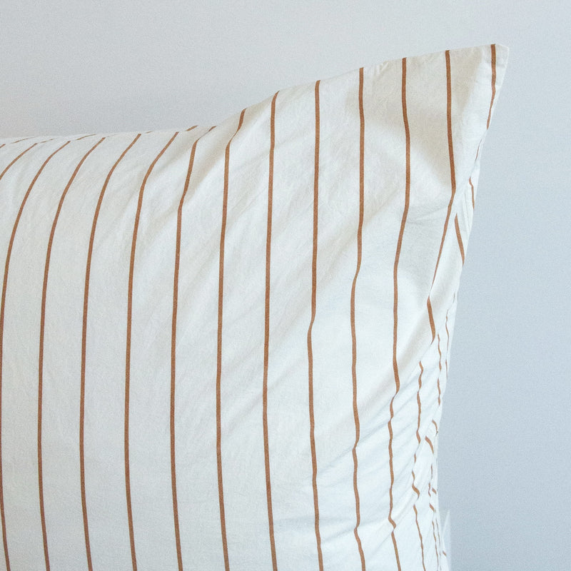 Stonewash Cotton Euro Pillowcase - Cedar Stripe
