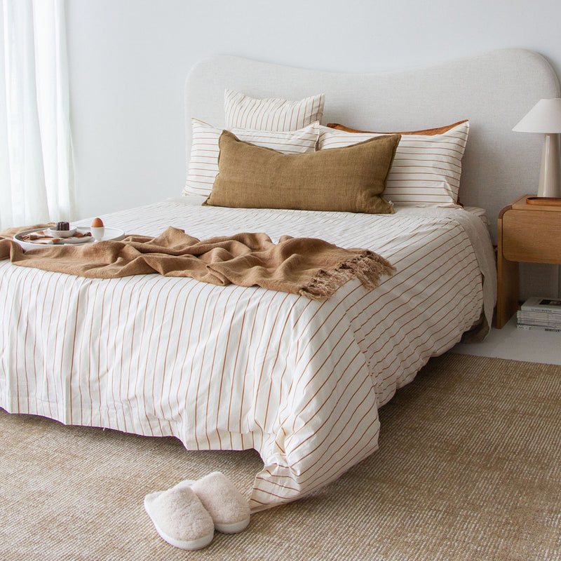 Stonewash Cotton Duvet - Cedar Stripe
