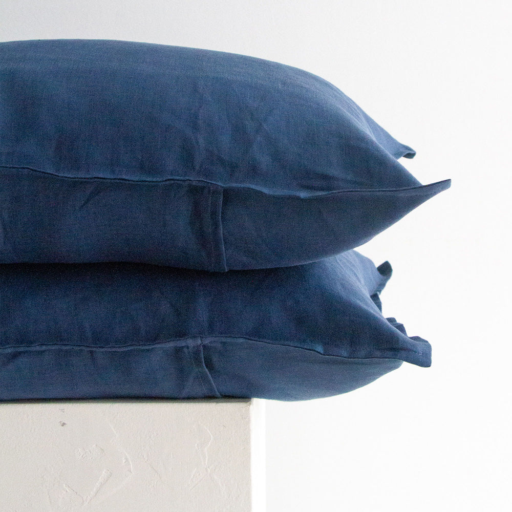 Linen Pillowcases - Navy