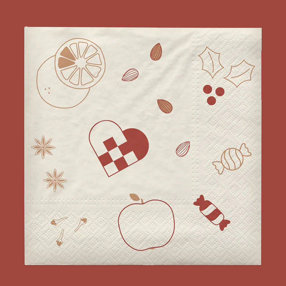Christmas Paper Napkin - Red/Brown