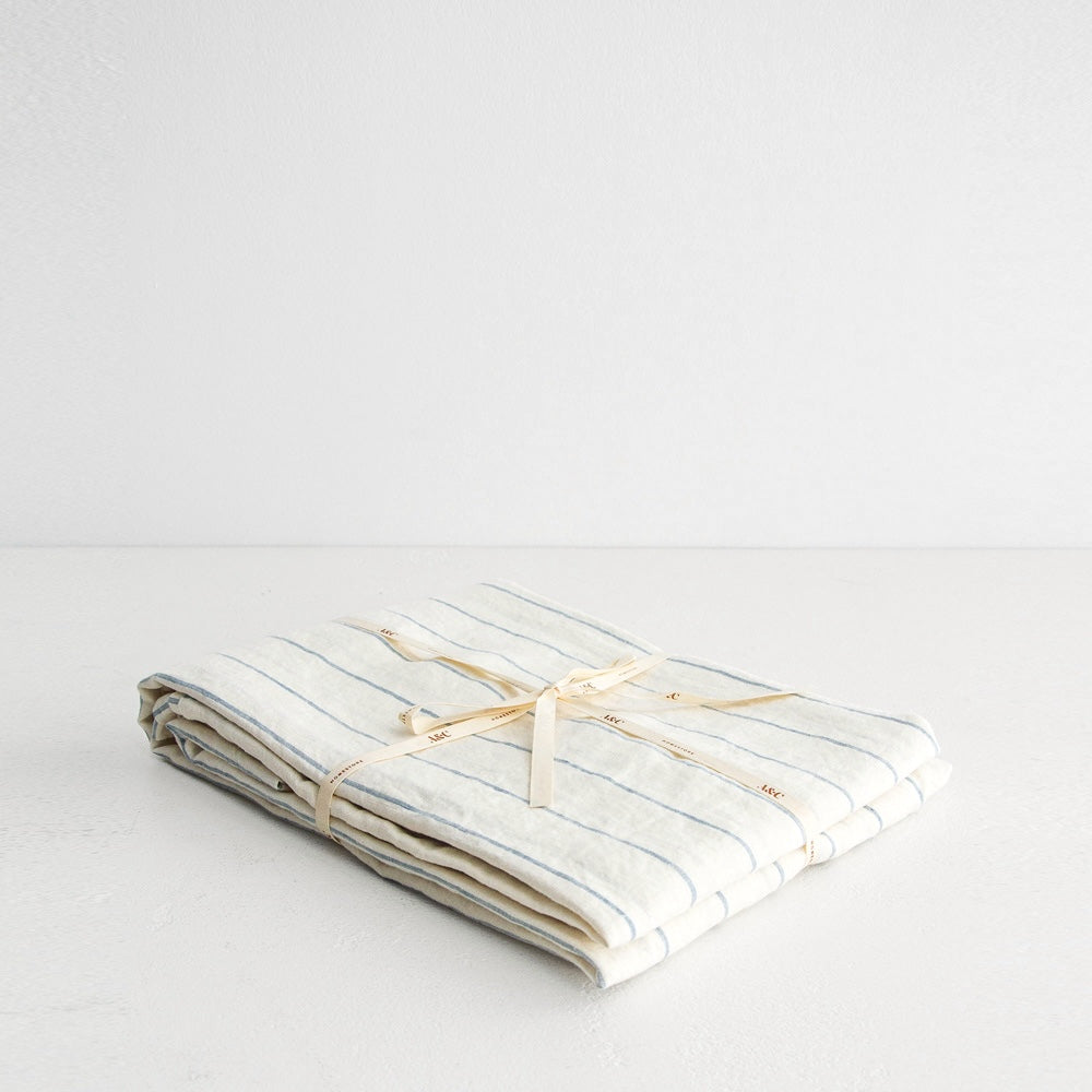 Linen Tablecloth - Lake Stripe