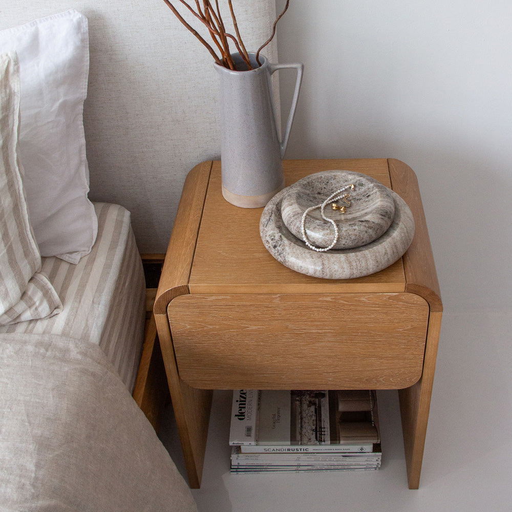 Rufus Indra Shallow Bowl, Oat Marble - Medium