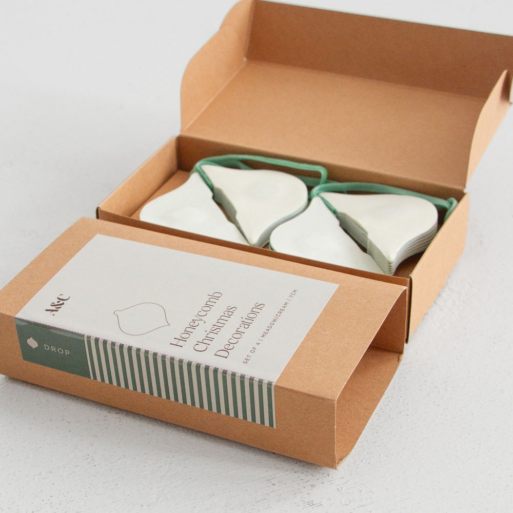 Christmas Decorations Drop Set of 4 - Meadow/Cream