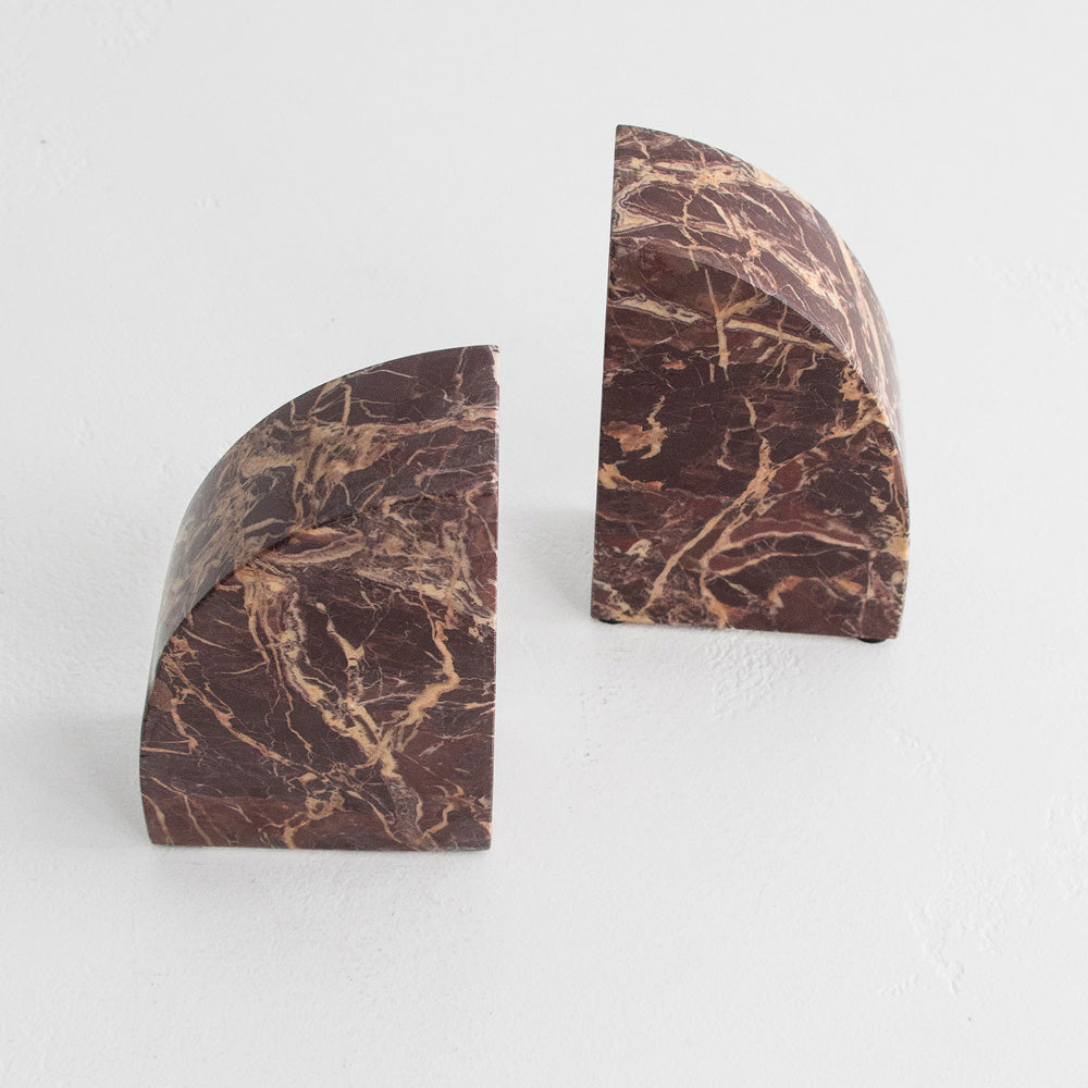 Rufus Curve Bookends, Cherry Marble - Set of 2