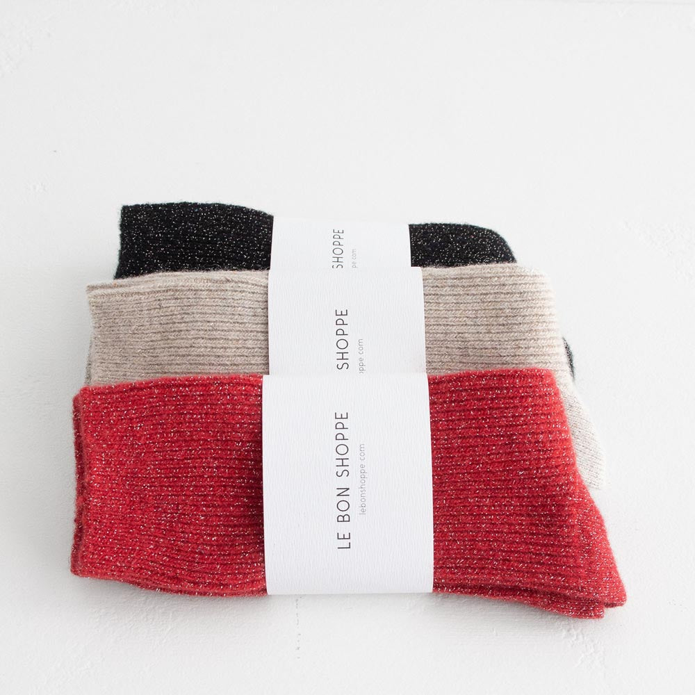 Winter Sparkle Socks - Poinsettia