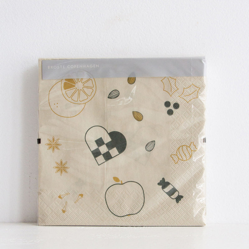 Christmas Paper Napkin - Green/Gold