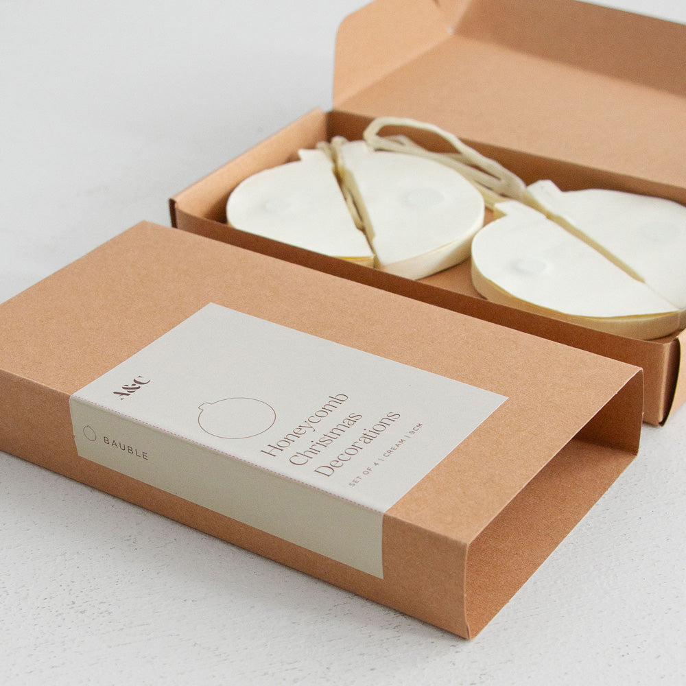 Christmas Decorations Bauble Set of 4 - Cream