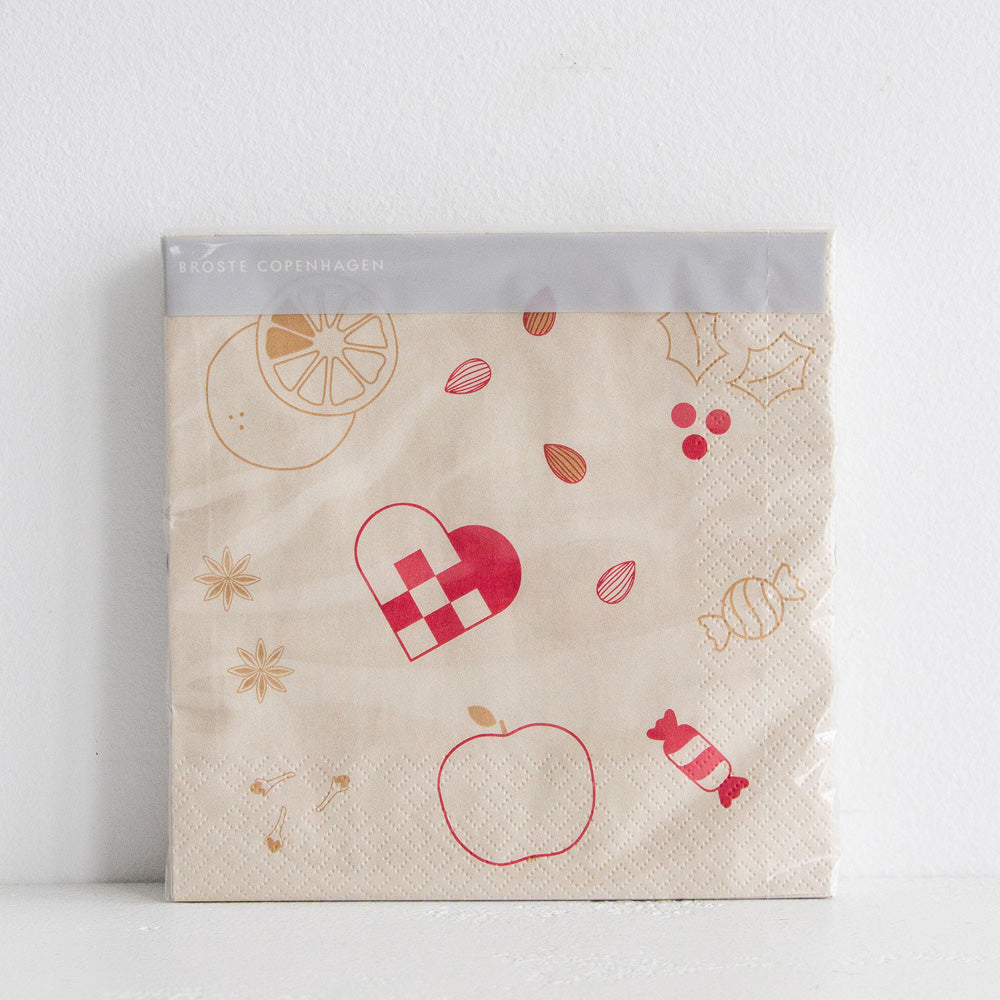 Christmas Paper Napkin - Red/Brown