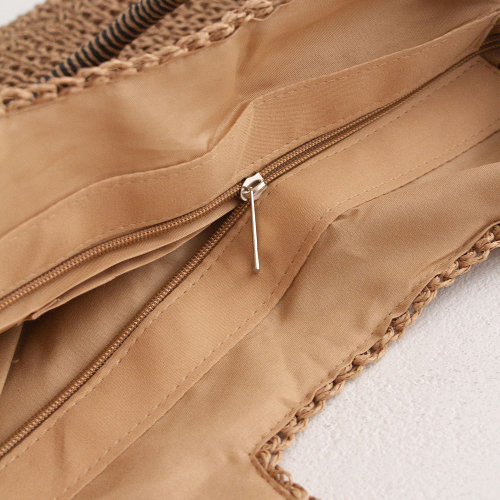 Raffia Tote Bag - Brown
