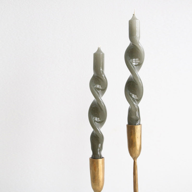 Twisted Candle Set of 2 - Green