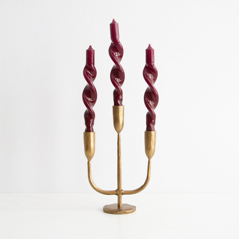 Twisted Candle Set of 2 - Burgundy
