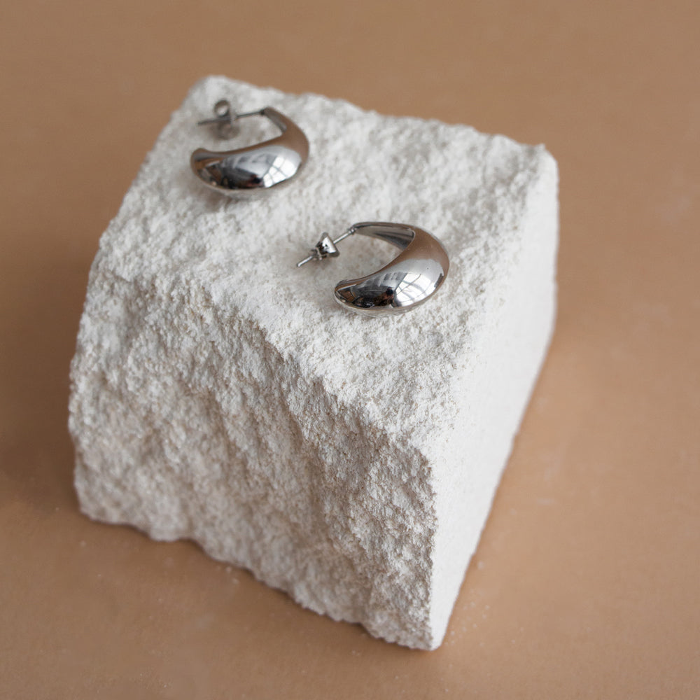 Sculptural Hoop Earrings - Silver