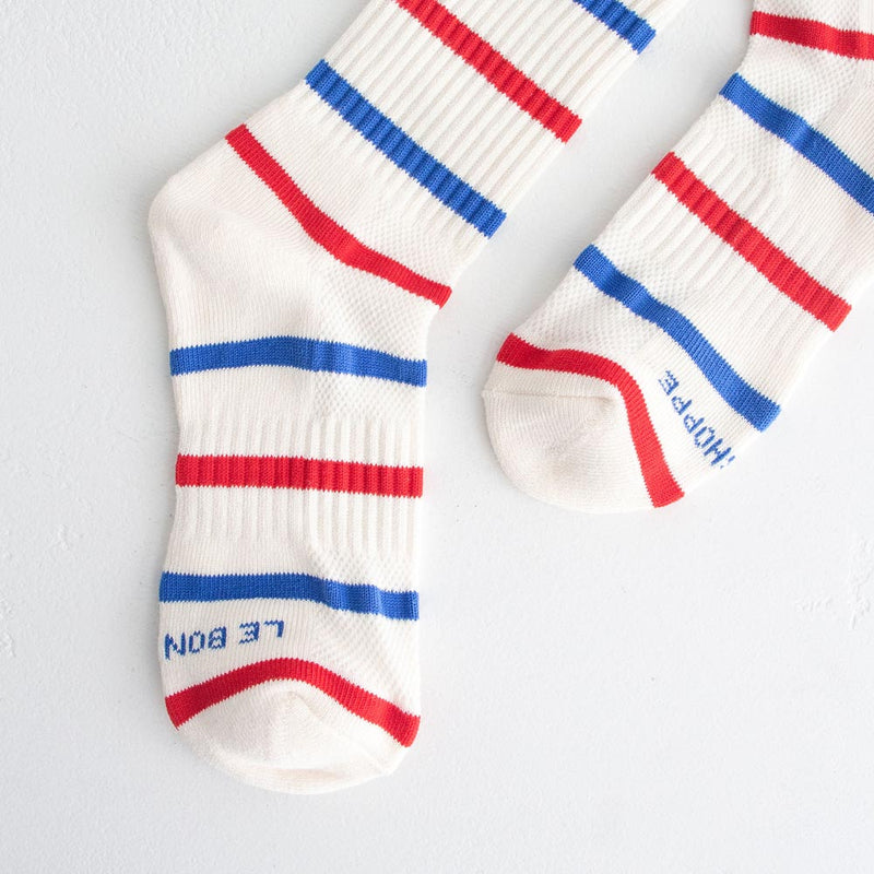 Stripe Boyfriend Socks - Red & Blue