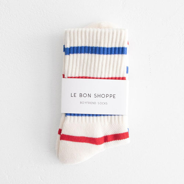 Stripe Boyfriend Socks - Red & Blue