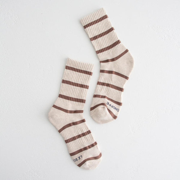 Stripe Boyfriend Socks - Flax