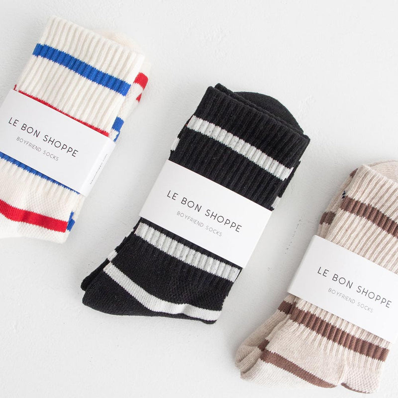 Stripe Boyfriend Socks - Red & Blue