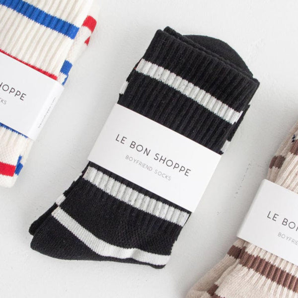 Stripe Boyfriend Socks - Black Stripe