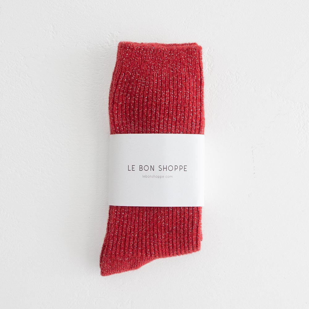 Winter Sparkle Socks - Poinsettia