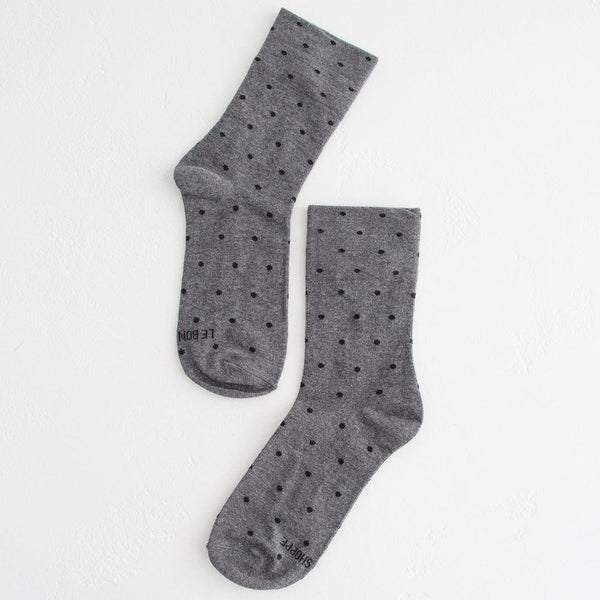 Sneaker Socks - Charcoal Polka Dots