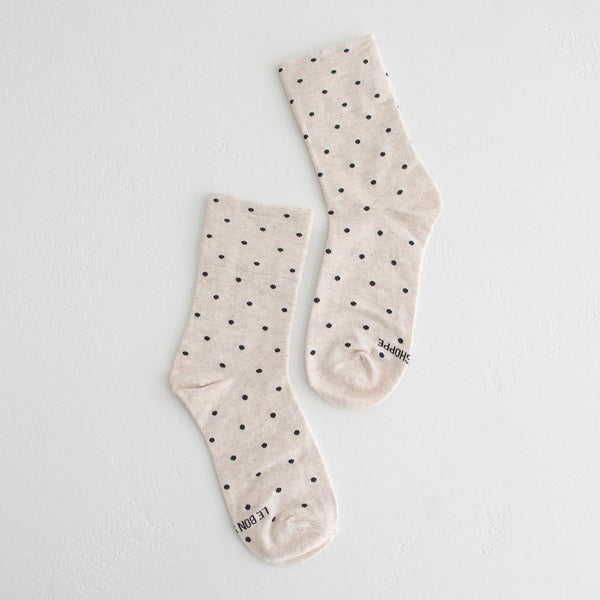 Sneaker Socks - Oatmeal Polka Dots
