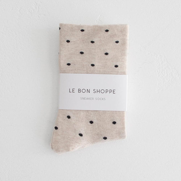 Sneaker Socks - Oatmeal Polka Dots