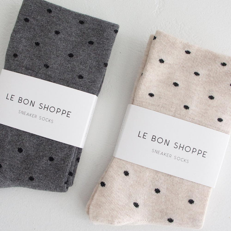 Sneaker Socks - Charcoal Polka Dots