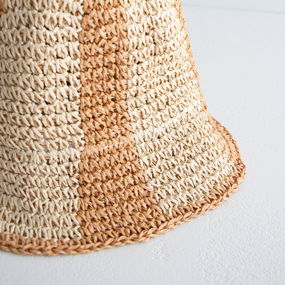 Two Tone Raffia Bucket Hat