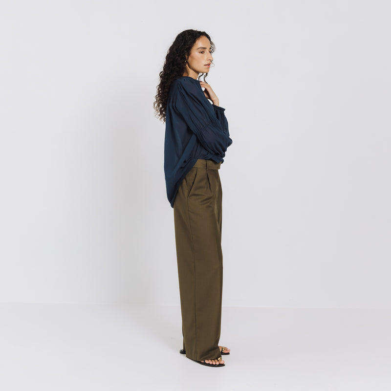 Lyla Pintuck Blouse - Navy Blue