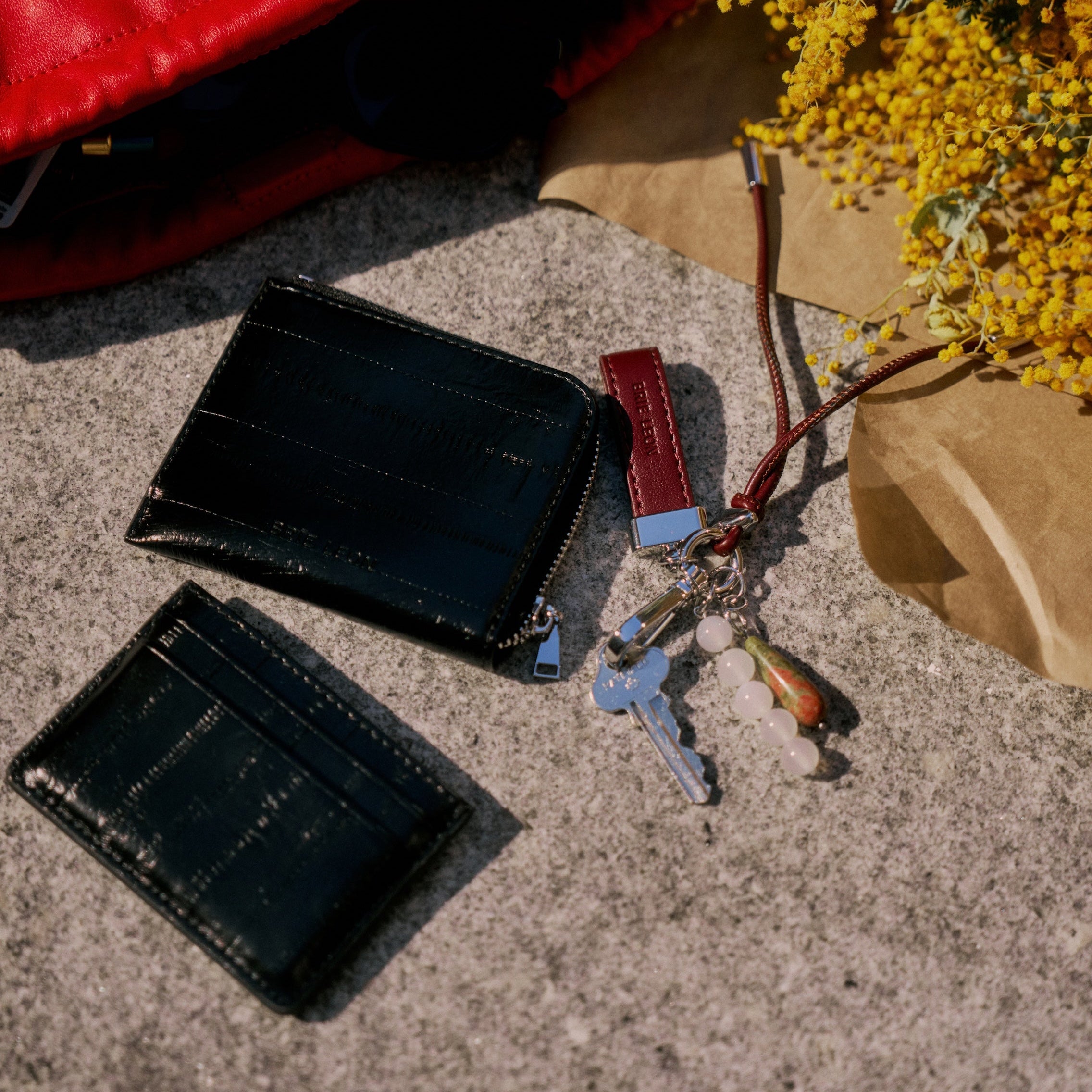 Adie Leather Card Sleeve - Ink