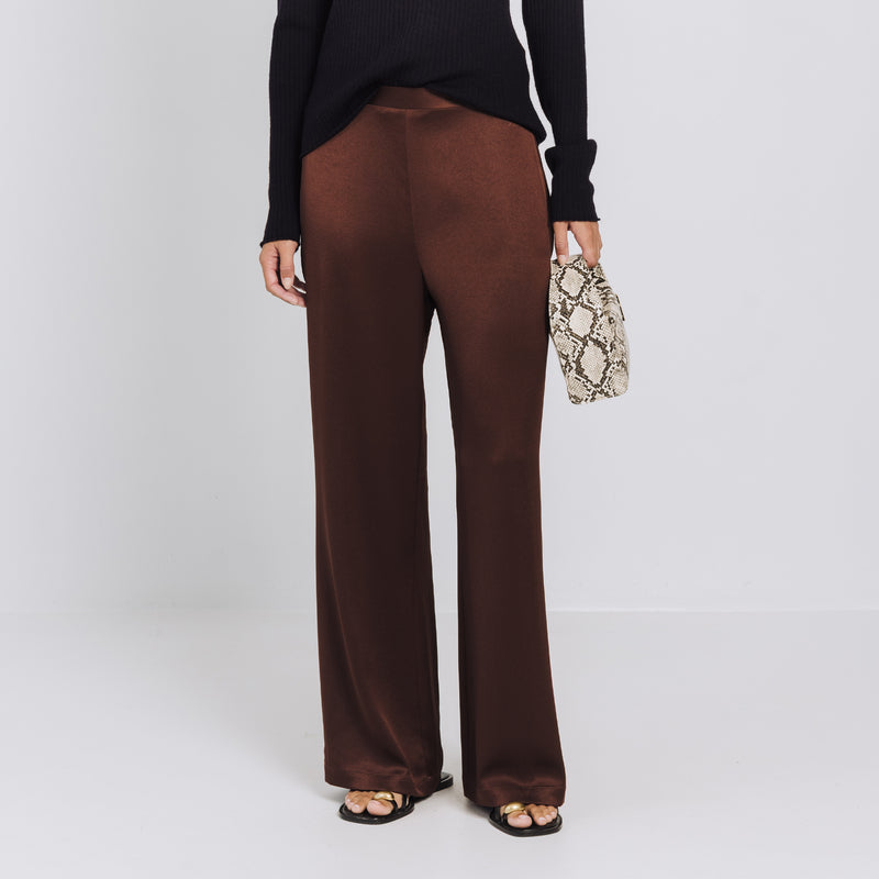 Hannah Satin Pant - Pecan